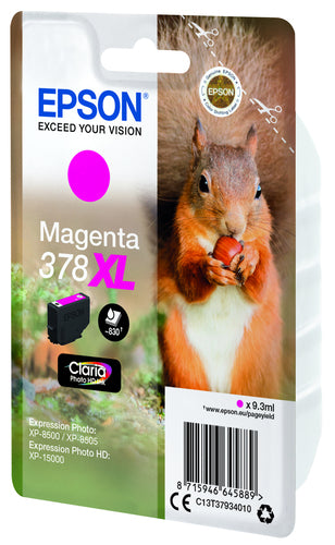 Epson Squirrel Singlepack Magenta 378XL Claria Photo HD Ink Epson Squirrel Singlepack Magenta 378XL Claria Photo HD Ink